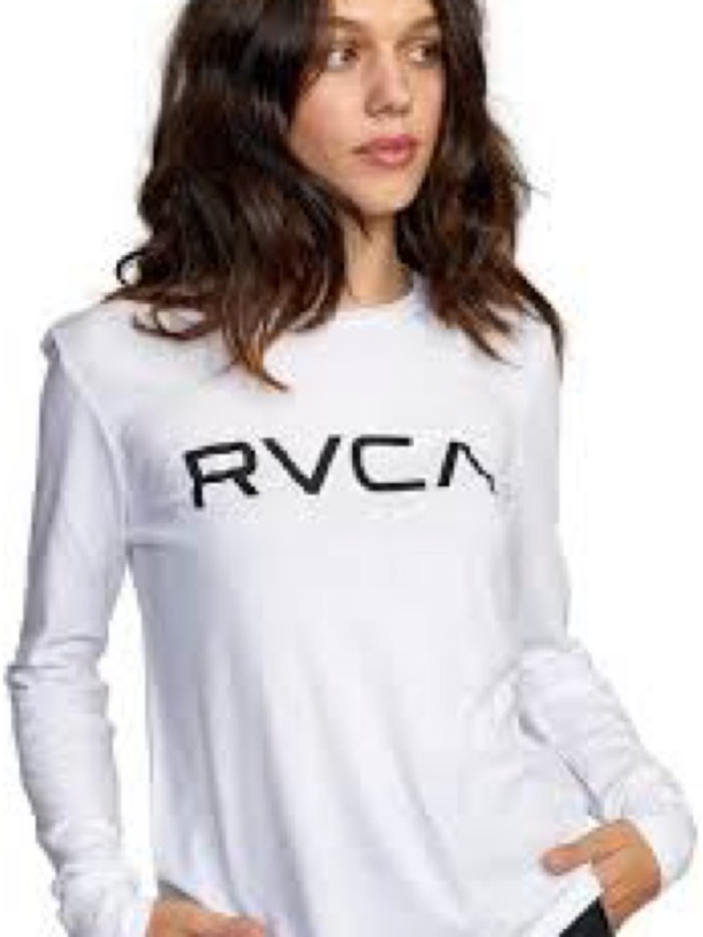 RVCA White Long-Sleeve Logo Tee